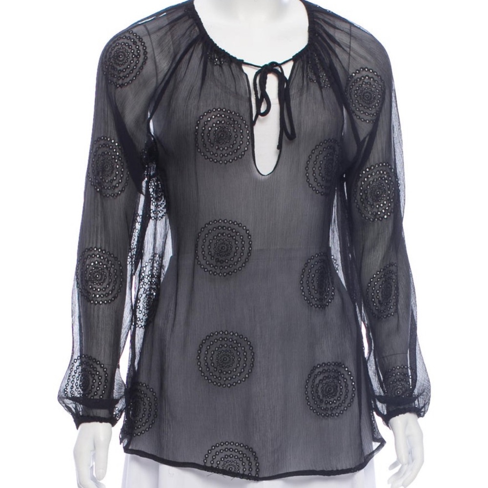 L’agence Elegant Black Sheer Women's Top Xs